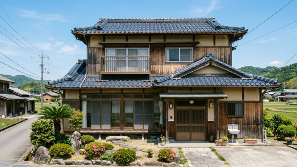 解体費用の目安となる、徳島県内にある建坪50坪・築40年ほどの木造二階建ての一軒家