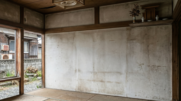 徳島の住宅解体前に魂抜き供養を待つ、古い和室の隅の神棚