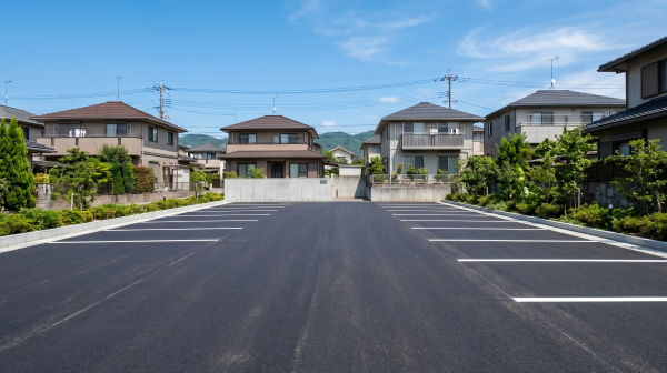 解体後にアスファルト舗装した駐車場