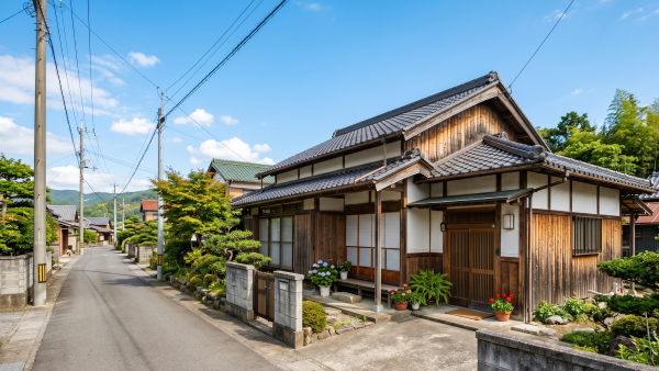 徳島県内の住宅街にある築50年の空き家。解体や助成金活用のイメージ画像。