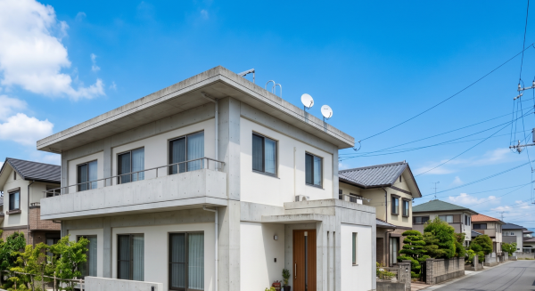 徳島で解体工事・アスベスト調査の対象となる、RC造2階建ての空き家の一例。建て替えや土地活用のビフォーイメージ。