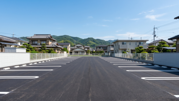 アスファルトに駐車場舗装した様子