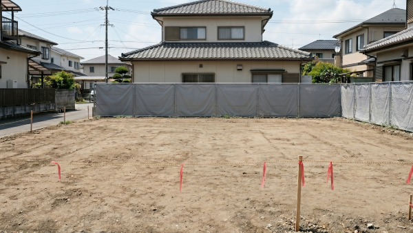 建て替えの為に解体し、地盤調査に入る前の様子