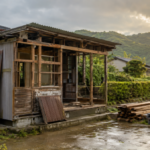 小屋を解体している様子