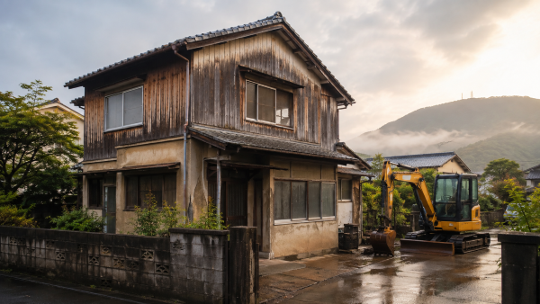 徳島市の解体補助金を使って解体している様子
