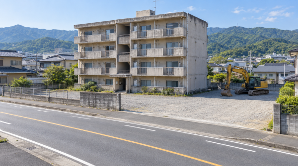 マンションの解体を控えている様子