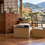不要品を集めて不用品回収に出そうとしている時の様子。