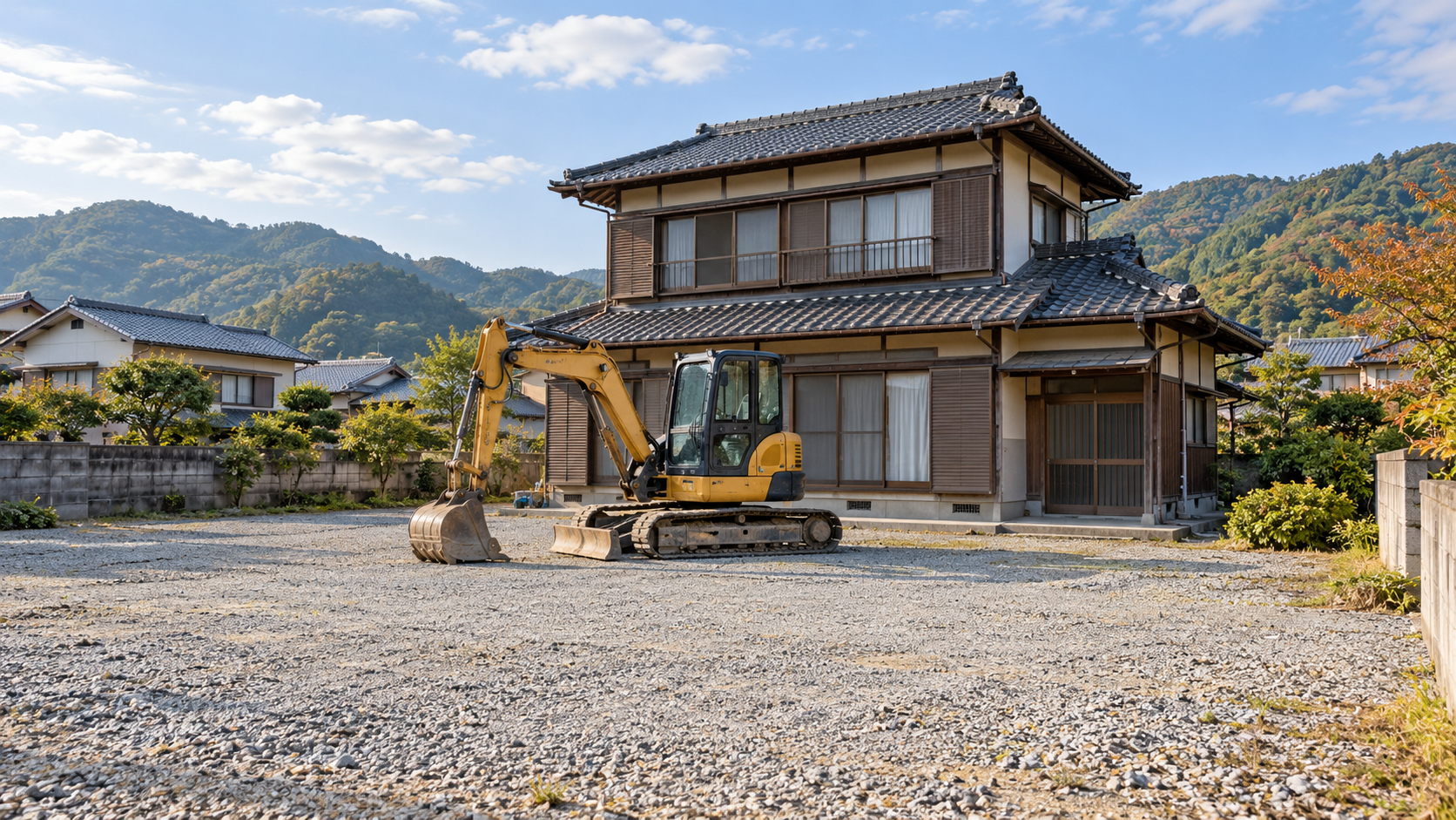 解体工事を始める様子。解体期間は3週間を見ている