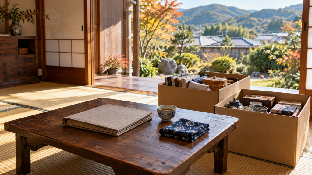 解体前に遺品整理をしている様子。